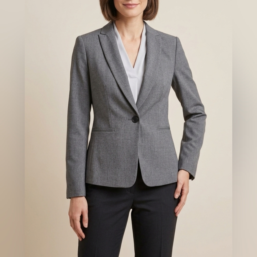 5 For $25✨️Womens Medium Grey Blazer Dress Suit Button Up Jacket Coat Like New